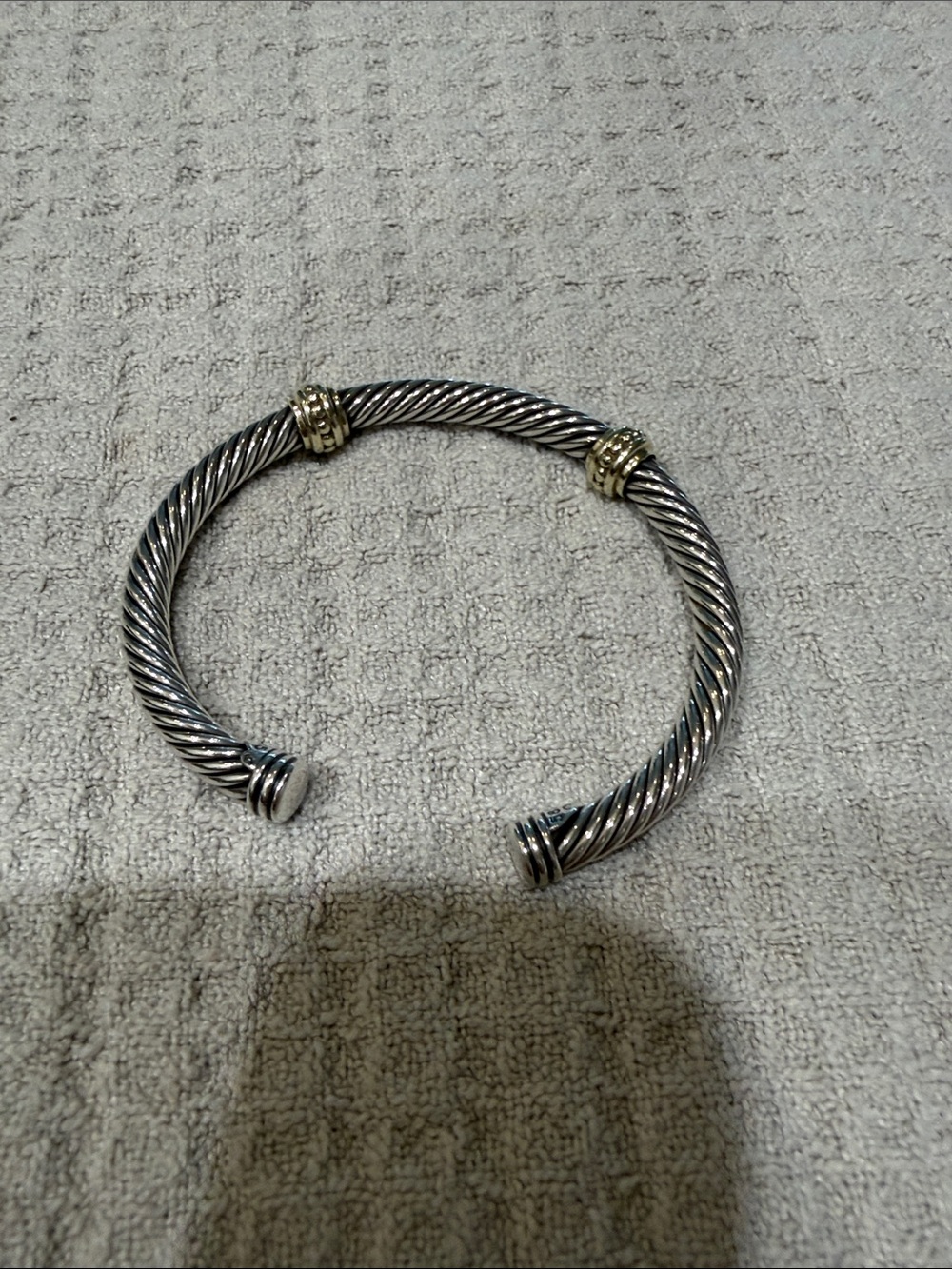 David Yurman Two-Tone Cable Cuff Bracelet - Silver and Gold - Picture 4 of 4